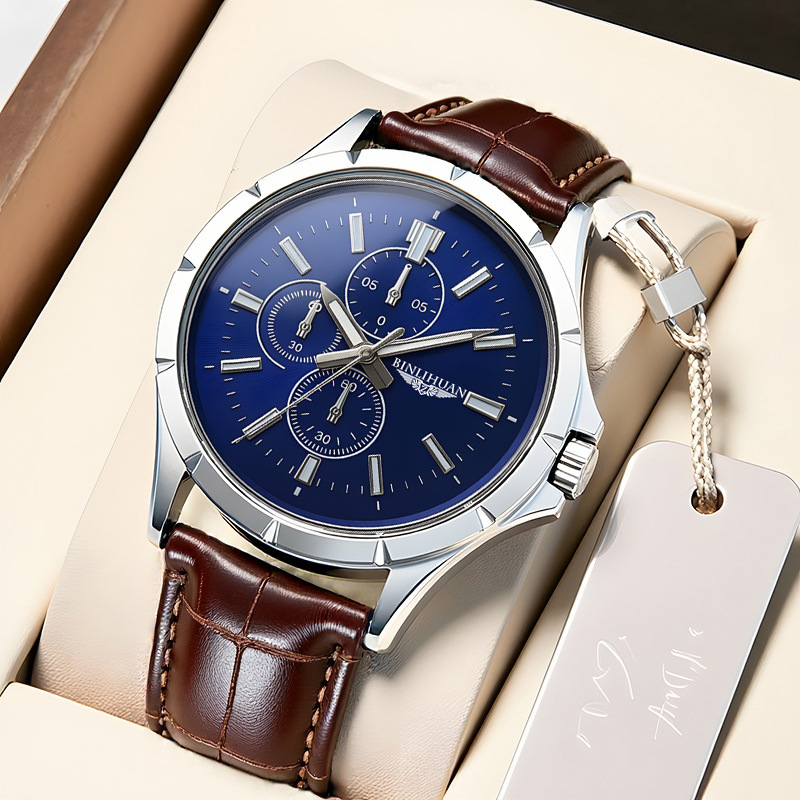 Men Chronograph Quartz Watch,  - Leather Watch Band Men review and price