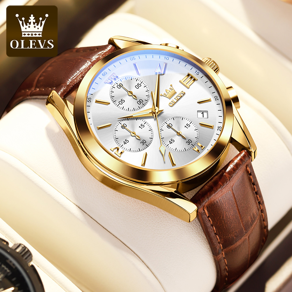 OLEVS 2872 Chronograph Men's W - Leather Watch Band Men review and price