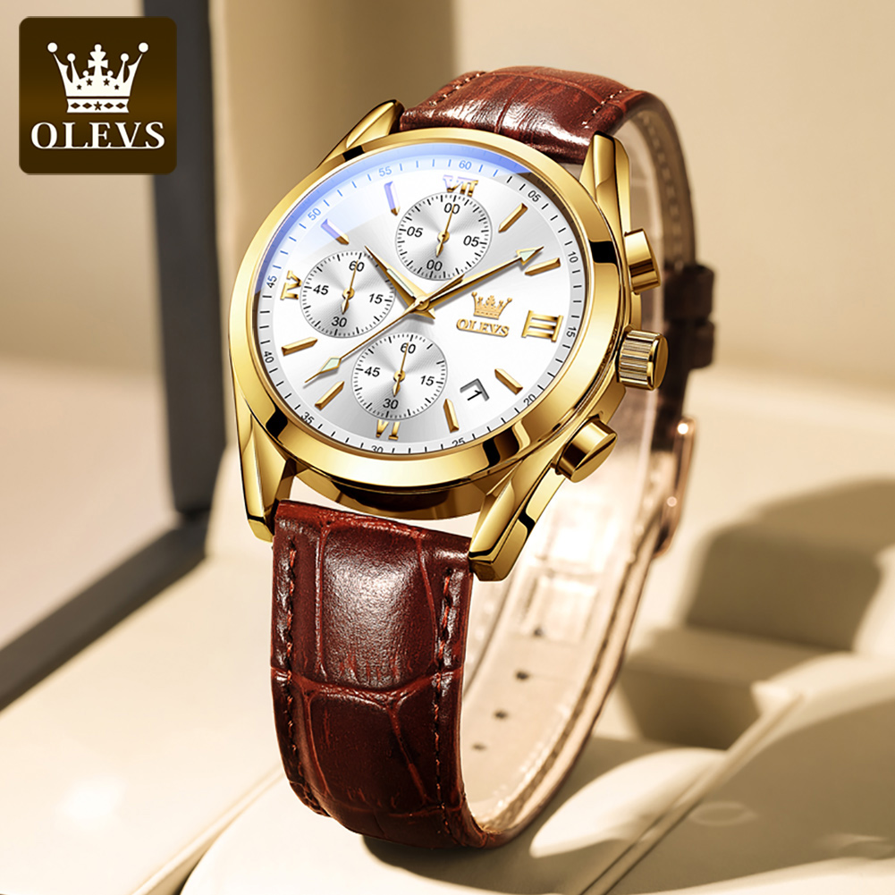 OLEVS 2872 Chronograph Men's W - Leather Watch Band Men review and price
