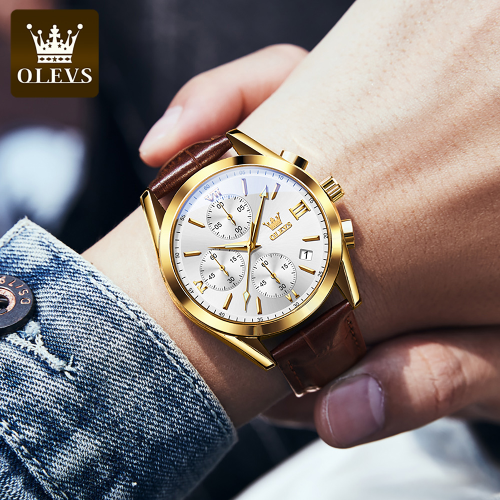 OLEVS 2872 Chronograph Men's W - Leather Watch Band Men review and price